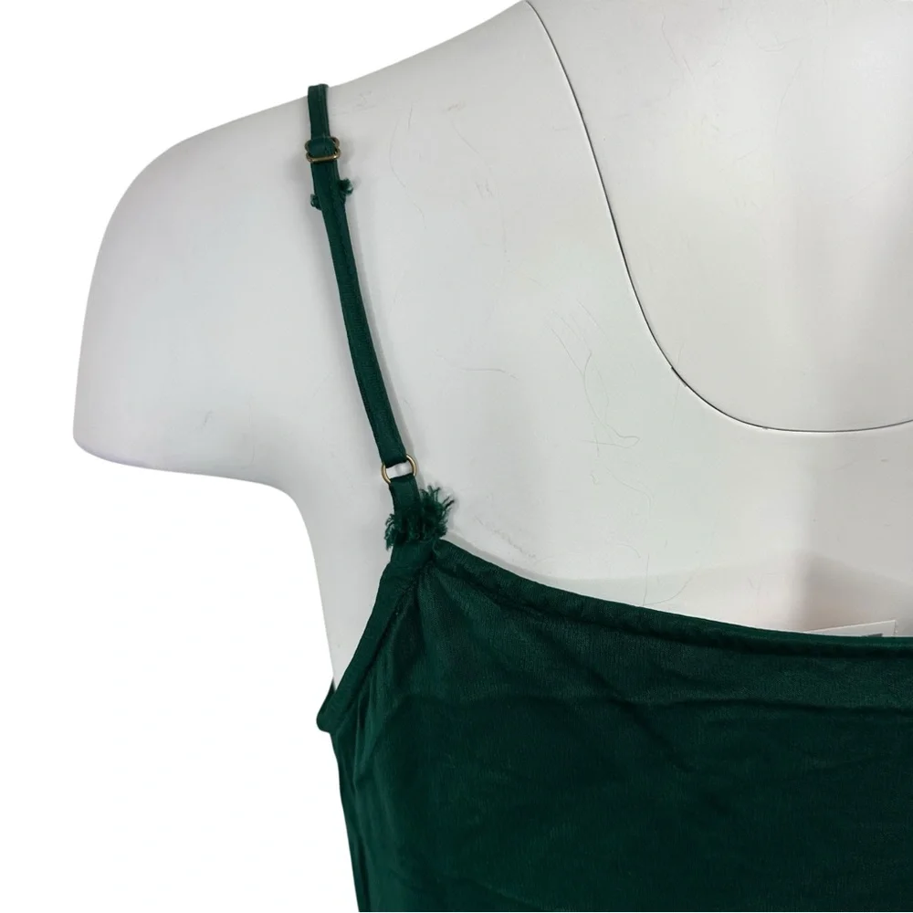 BHLDN Anthropologie Cali Satin Charmeuse MIDI Dress in Dark Emerald M Medium - Picture 8 of 9